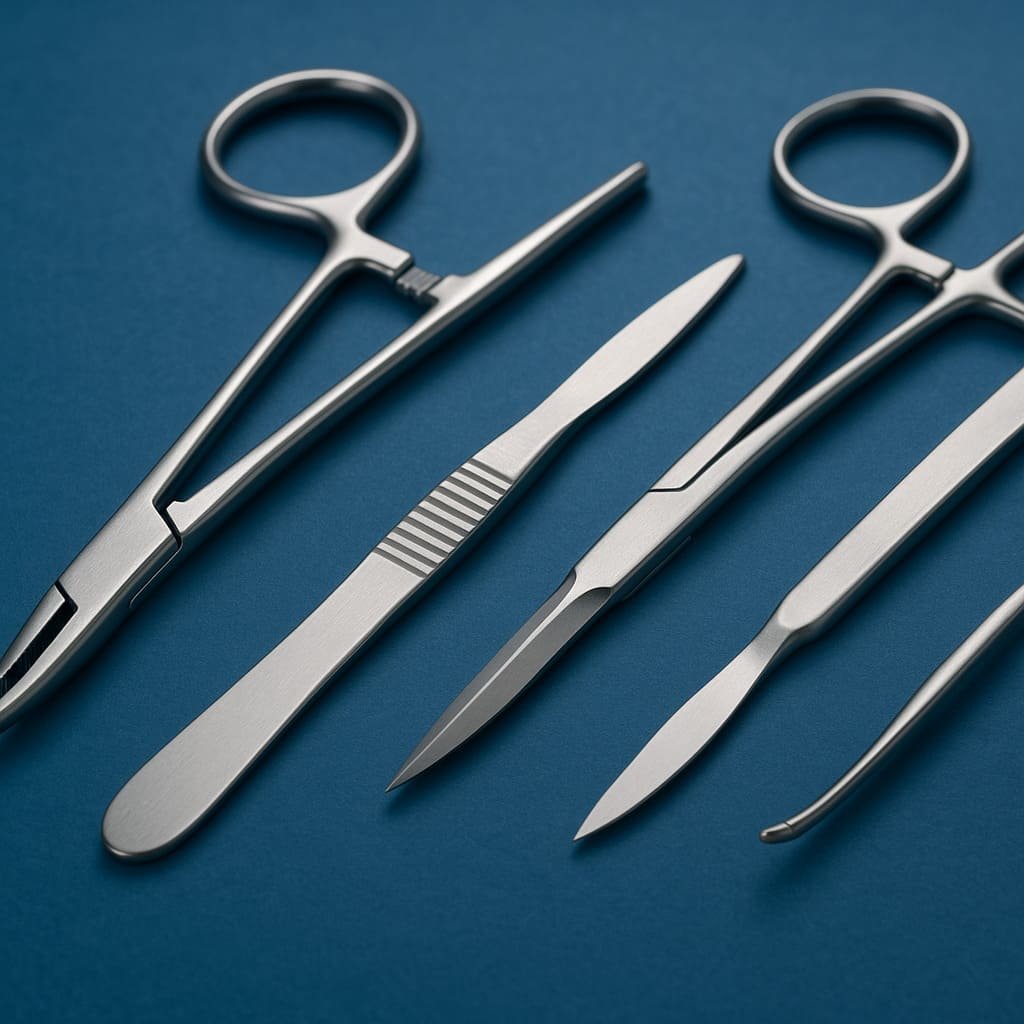 Precision Surgical Instruments – Stainless Steel Scalpels, Forceps, and Clamps
